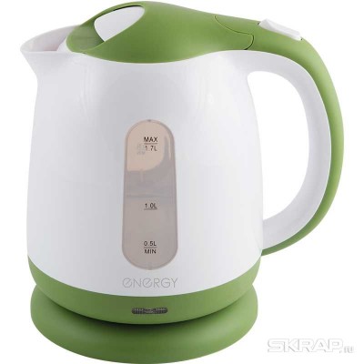 Чайник ENERGY E-293 (1.7л)  пластик, цвет бело-зеленый