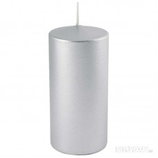 Свеча столбик 56*120мм лакированная серебро глянец
