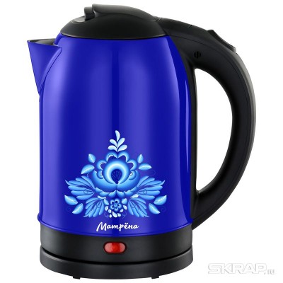 Чайник МАТРЁНА MA-005 электрический (2,0 л) стальной синий гжель