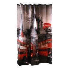 Занавеска для ванной Рыжий кот Curtain-Bus "Лондонский автобус", полиэстер, размер 180*180 см