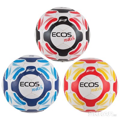 Мяч футбольный ECOS Match (микс цветов в транспортной упаковке - по 8 штук каждого цвета, всего - 3 цвета)