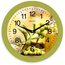 Часы настенные кварцевые ENERGY модель ЕС-100 оливки