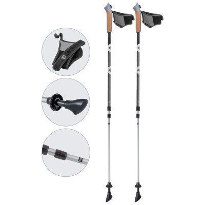 Алюминиевые телескопические палки для скандинавской ходьбы, AQD-B021 gray-met