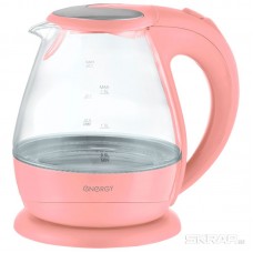 Чайник ENERGY E-266 (1,5 л, диск) стеклянный, розовый