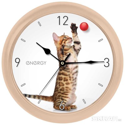 Часы настенные кварцевые ENERGY модель ЕС-113 кот