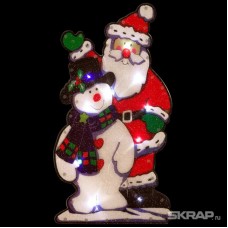 Панно световое «Дед мороз и снеговик», 10 ламп, размеры: 25*13,5 см