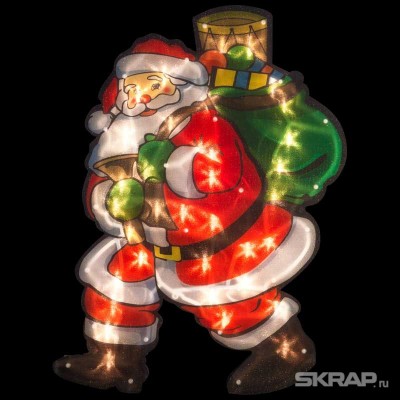 Панно световое «Дед мороз с мешком подарков», 35 ламп, размеры: 45*58 см