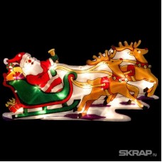 Панно световое «Дед мороз в упряжке», 20 ламп, размеры: 44,5*24 см