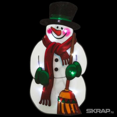 Панно световое «Снеговик в шарфе», 10 ламп, размеры: 25*13,5 см