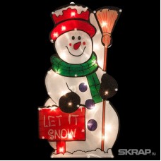 Панно световое «Веселый снеговик», 20 ламп, размеры: 42,5*22,5 см