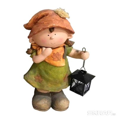 Фигурка садовая «Девочка с фонариком» GK-G-02, материал: магнезия, размеры: 23*17*41,5 см