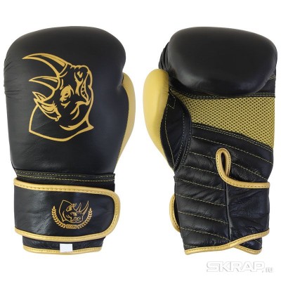 Перчатки боксерские BG-2574BLGLD-10, 10 унций, Кожа, цвет: черный с золотом